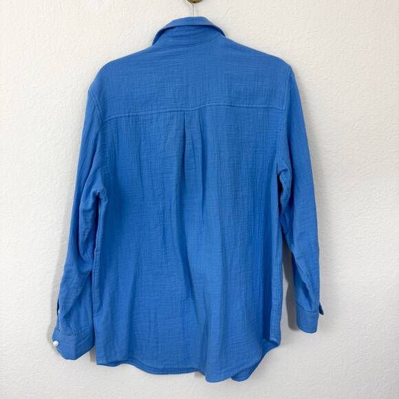 Wilfred Free Womens Button Shirt Top Size S 100% Organic Cotton Flowy Blue - Picture 3 of 6